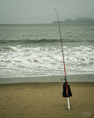 Fishing at Baker Beach. San Francisco, California. 2022